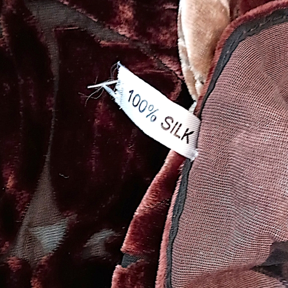 Vtg Silk Velvet Burnout Piano Shawl Scarf Brown Ombre Bohemian Witchy Victorian - Picture 11 of 16